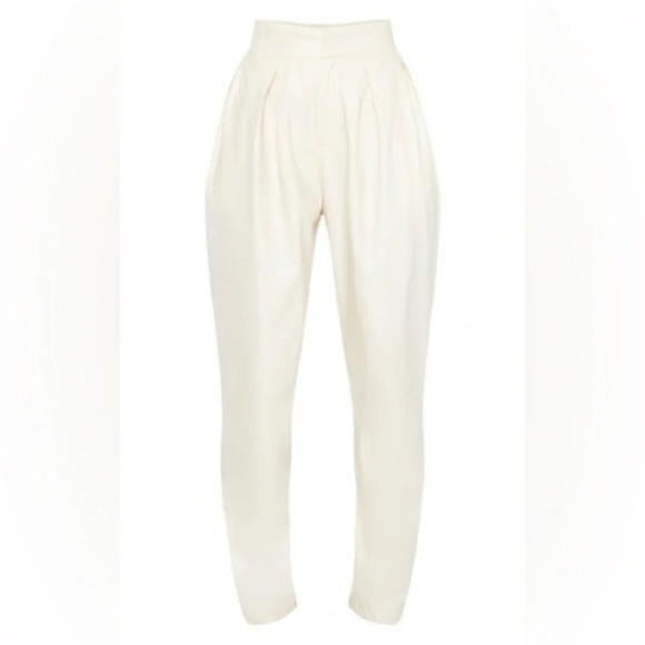 Pretty Little Thing PLT Faux Leather Pleat Cigarette Pant Tapered straight leg - Picture 9 of 16